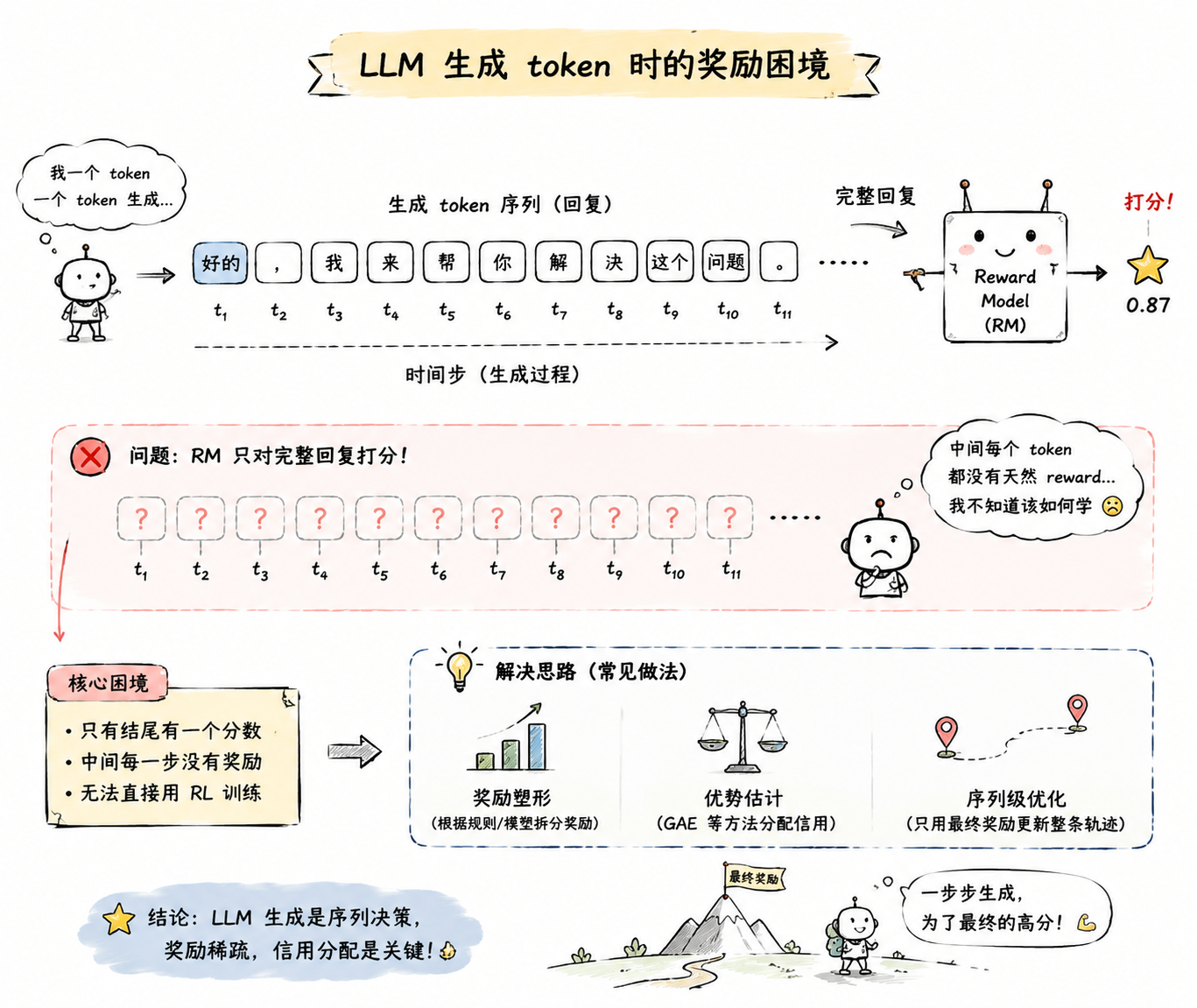 LLM token 级别即时奖励示意
