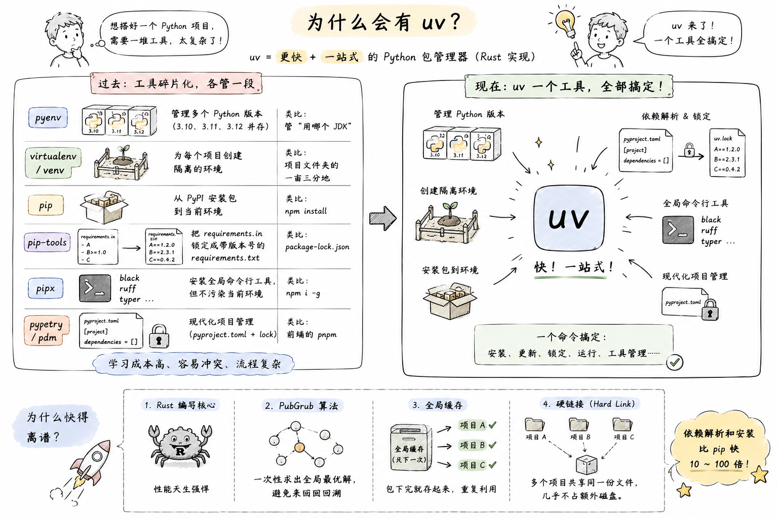 uv 一图替代六个工具